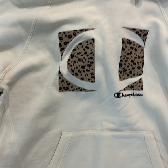 Women's Cream leopard print champion pull over hoodie size Small - Picture 3 of 5